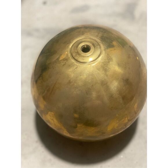 Hollow 8” Brass Ball with a slip-through center hole lamp part vintage